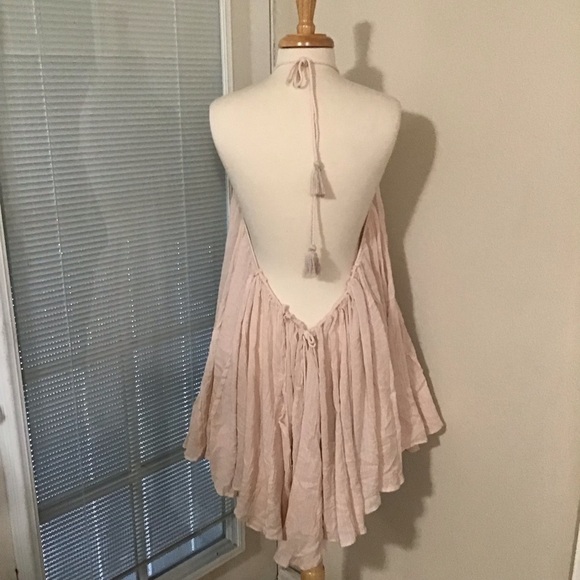 Free people catching rays mini summer halter dress Pebble tan Festival beach XS - Picture 2 of 10
